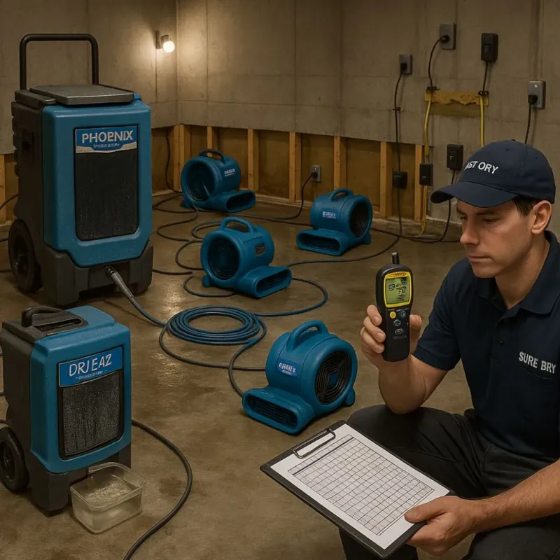 Structural Drying and Dehumidification process in Tacony, PA